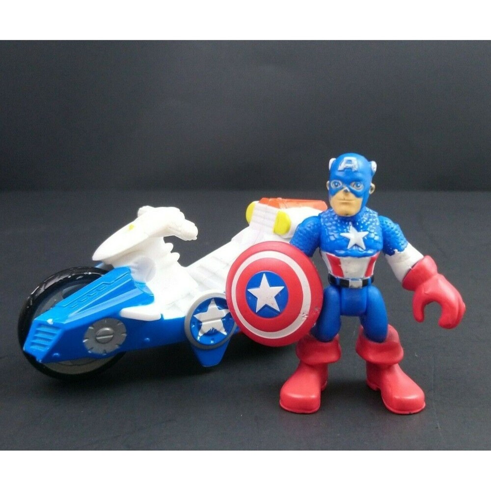 Marvel Super Hero Squad Capitan America Action Figure With Motor Cycle